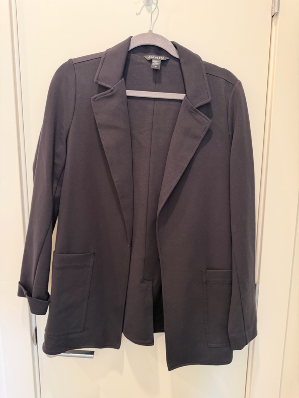 Athleta Black Open-Front Knit Blazer